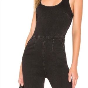 Free People Scarlet Black Denim Stretchy Jumpsuit